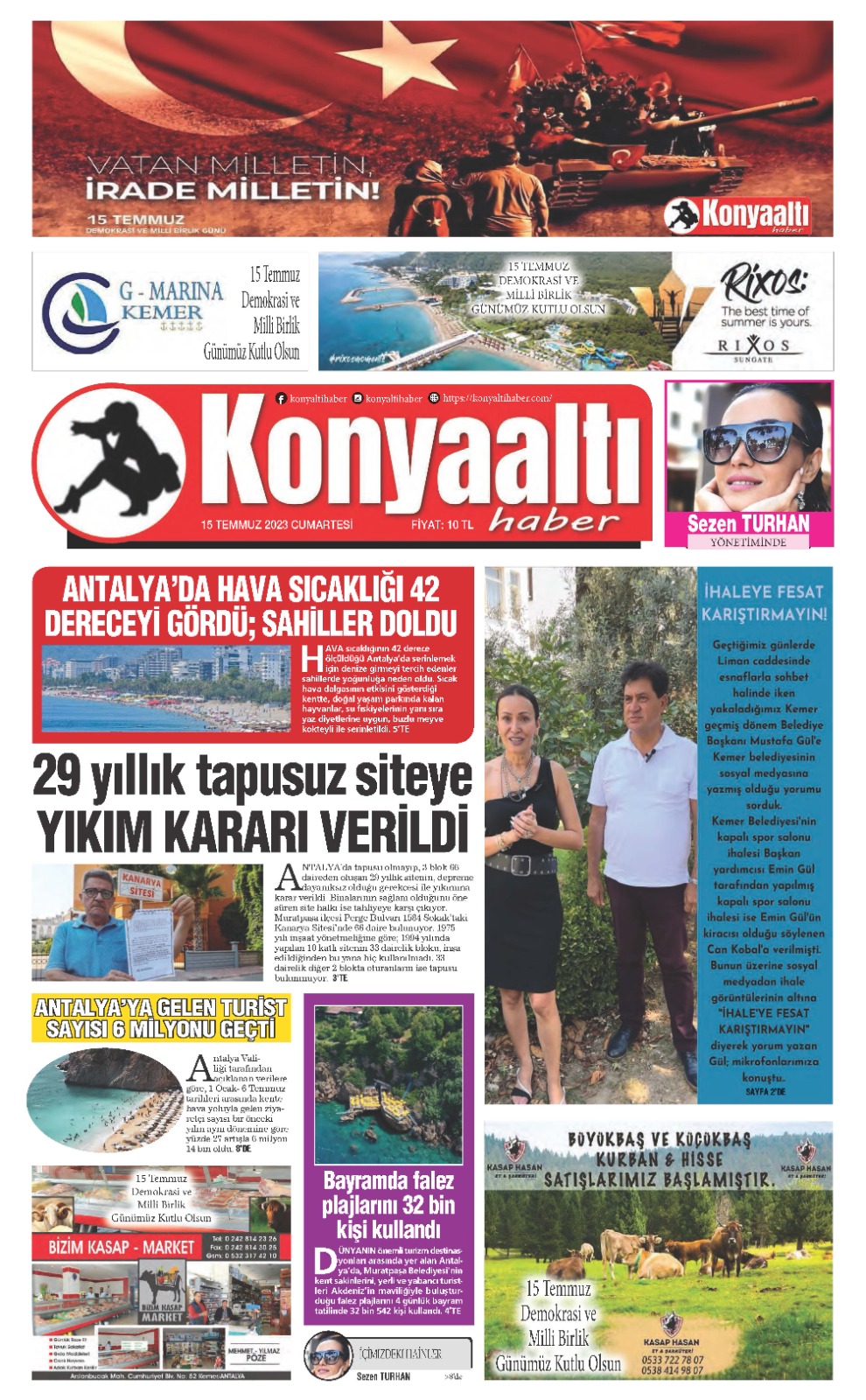 15 TEMMUZ 2023 KONYAALTI HABER GAZETESİ