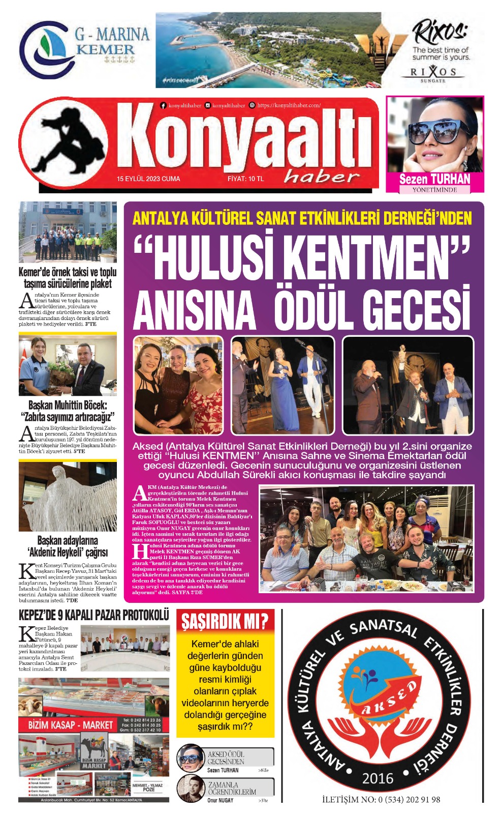 15 EYLÜL 2023 KONYAALTI HABER GAZETESİ