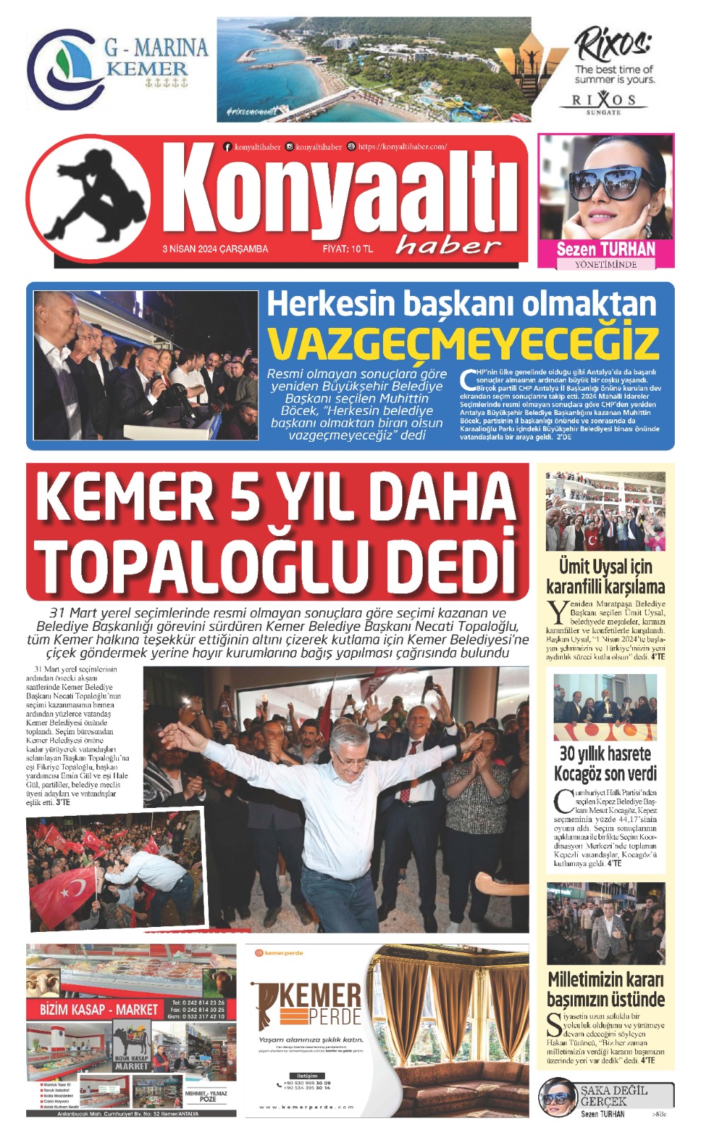 3 NİSAN 2024 KONYAALTI HABER GAZETESİ