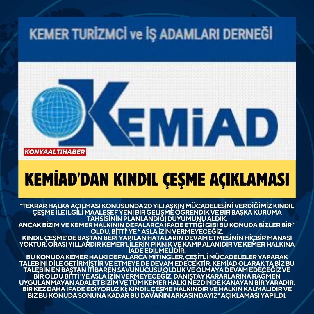 KEMİAD’DAN KINDIL ÇEŞME AÇIKLAMASI