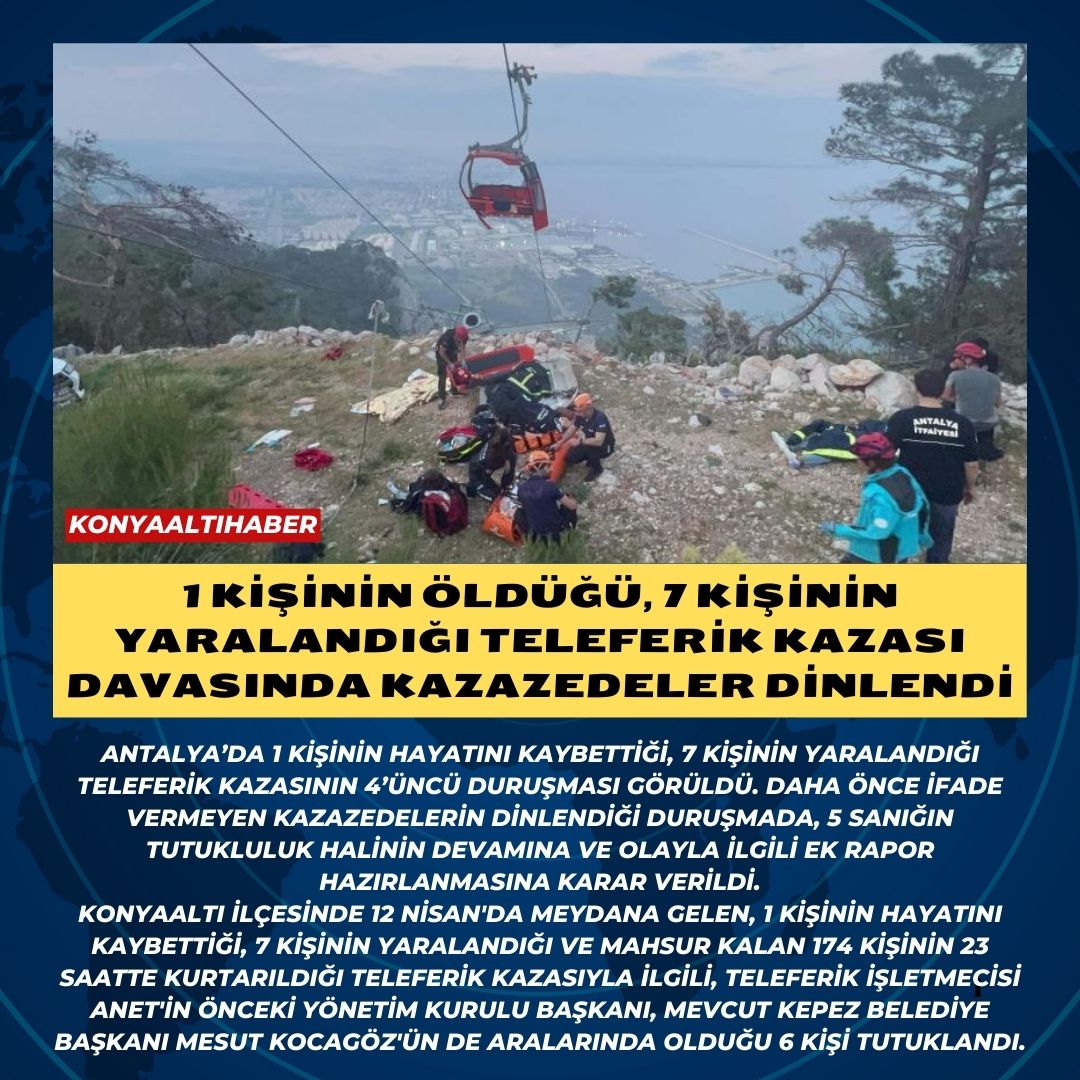 1 kişinin öldüğü, 7 kişinin yaralandığı teleferik kazası davasında kazazedeler dinlendi