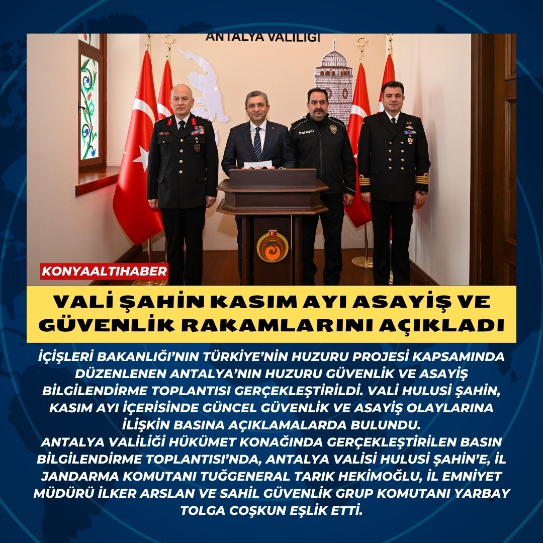 VALİ ŞAHİN KASIM AYI ASAYİŞ VE GÜVENLİK RAKAMLARINI AÇIKLADI