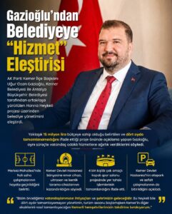 Gazioğlu’ndan Belediyeye “Hizmet” Eleştirisi