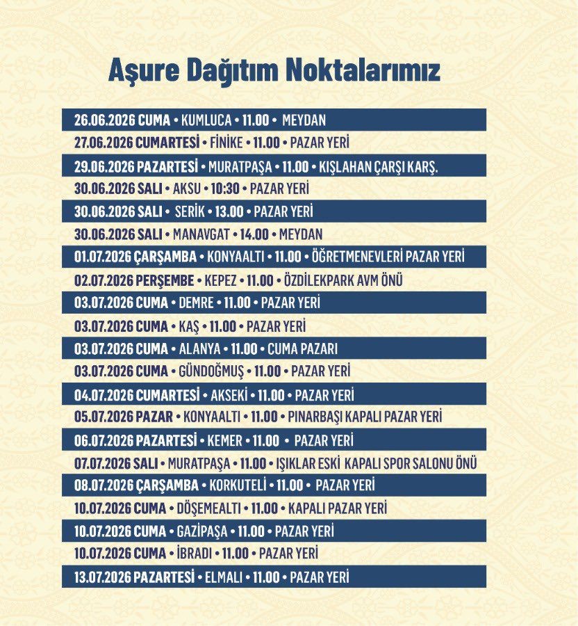 Antalya Büyükşehir Belediyesi’nden Muharrem Ayı boyunca aşure ikramı