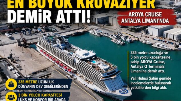 ANTALYA’YA GELEN EN BÜYÜK KRUVAZİYER DEMİR ATTI