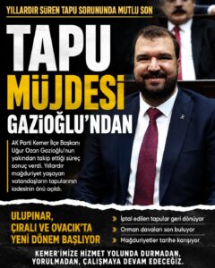 Ulupınar, Çıralı ve Ovacık’ta Tapu Müjdesi