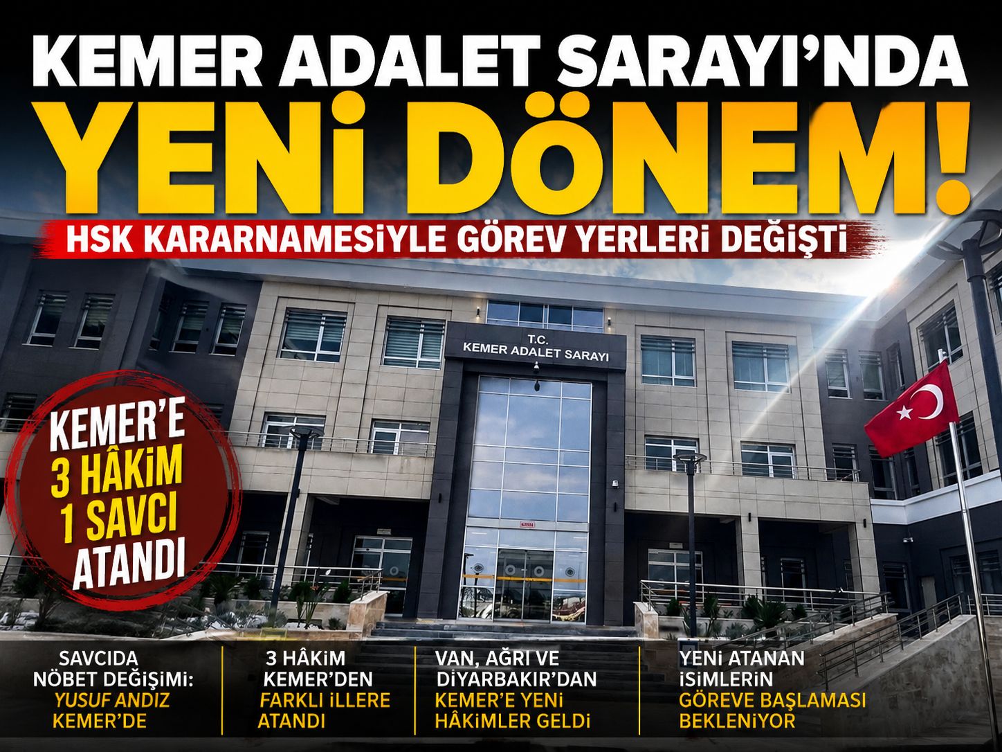 HSK Kararnamesiyle Kemer Adliyesi’nde Yeni Dönem