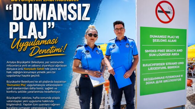 Büyükşehir zabıtasından ‘Dumansız plaj’ uygulaması denetimi