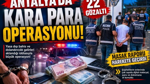 Antalya’da Kara Para Operasyonu: 22 Şüpheli Gözaltında