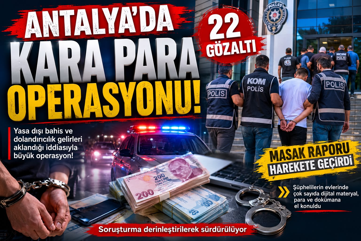 Antalya’da Kara Para Operasyonu: 22 Şüpheli Gözaltında