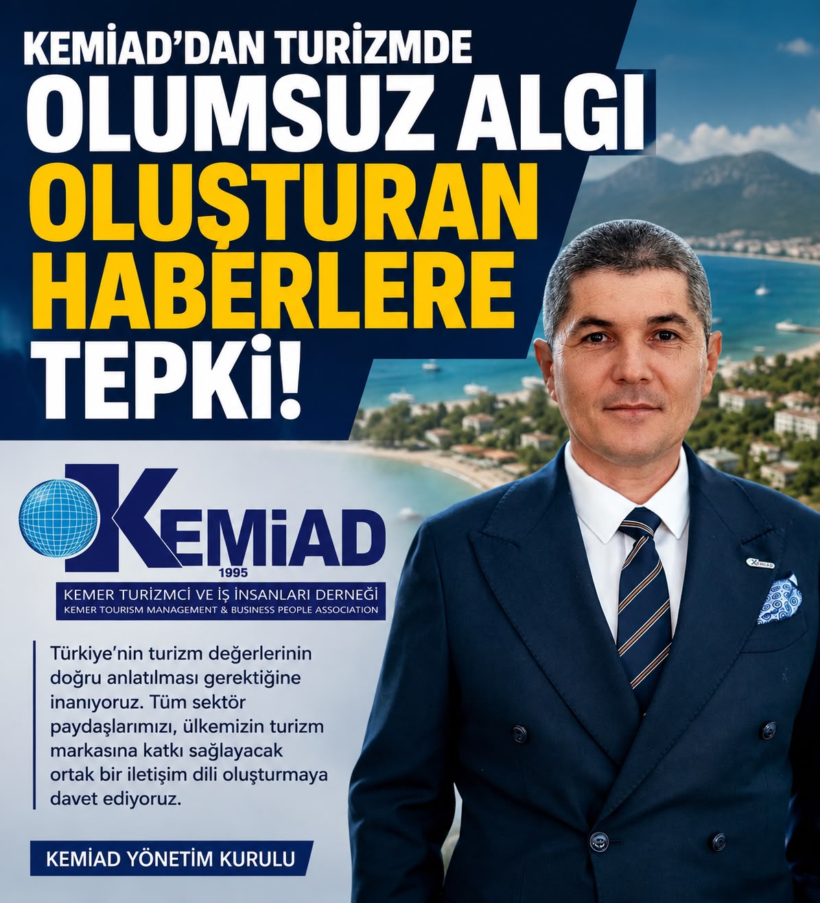 KEMİAD’dan Turizmde Olumsuz Algı Oluşturan Haberlere Tepki