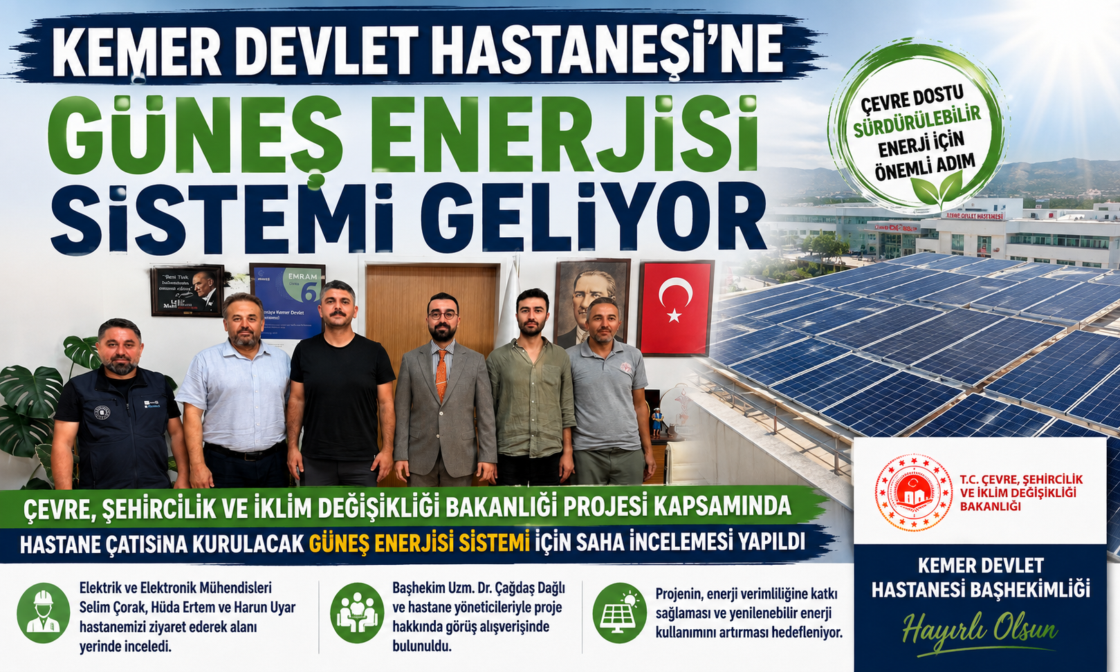 KEMER DEVLET HASTANESİ’NE GÜNEŞ ENERJİSİ SİSTEMİ GELİYOR