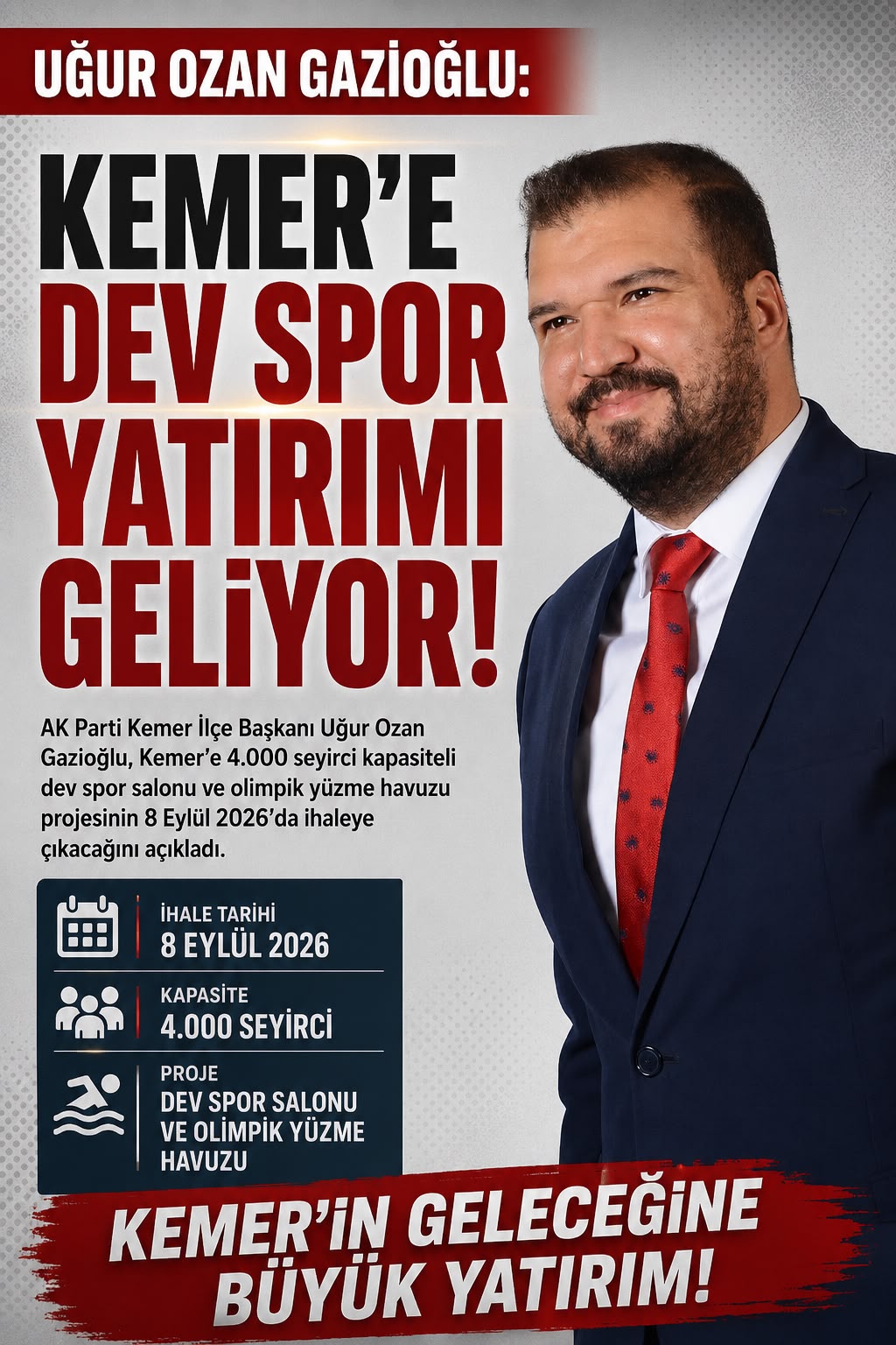 GAZİOĞLU SÖZÜNÜ TUTTU: KEMER’E DEV SPOR YATIRIMI GELİYOR