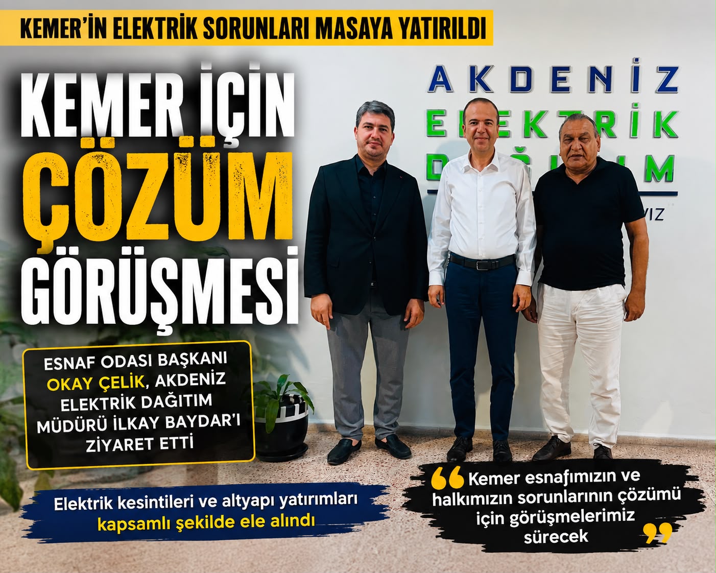 KEMER’İN ELEKTRİK SORUNLARI MASAYA YATIRILDI